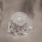 Bullseye and Fan Clear Glass Oval Candy Bowl by US Glass