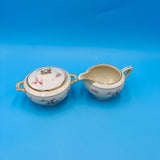 Ceramic Floral Creamer and Sugar Dish Set by H and C Schlaggenwald