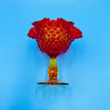Fenton Art Glass Amberina Hobnail Pedestal Compote