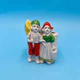 Vintage Dutch Children Planter - Boy and Girl Fishing - Made in Japan