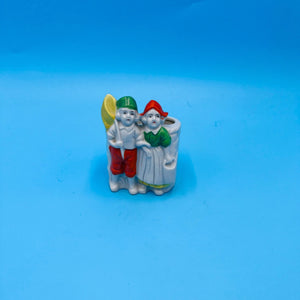 Vintage Dutch Children Planter - Boy and Girl Fishing - Made in Japan