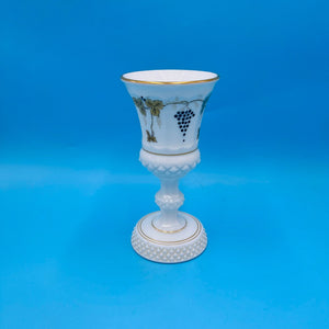 Painted Grapes Patterned Milk Glass Vase by Westmoreland Glass