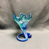Murano Style Sooner Cobalt Swirl  Art Glass Vase