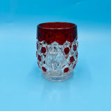Ruby Red Flashed Block Open Sugar Dish by US Glass - EAPG Antique Glass Sugar