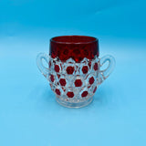 Ruby Red Flashed Block Open Sugar Dish by US Glass - EAPG Antique Glass Sugar