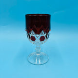 Red Block Ruby Red Wine Glass Goblet by US Glass - EAPG Red Flash Goblet