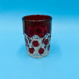 Ruby Red Flashed Block Tumbler by US Glass - EAPG Antique Glass Tumbler
